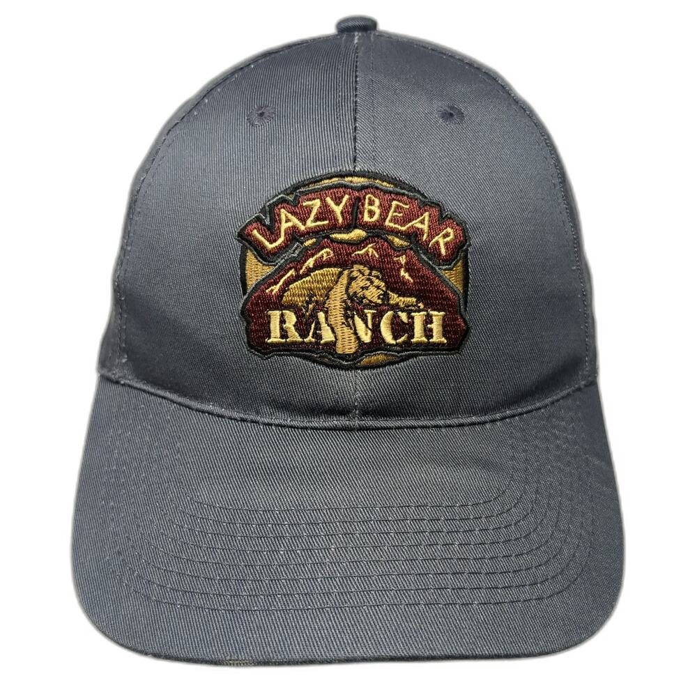 HTT Lazy Bear Ranch Baseball Cap Gray One Size Embroidered Patch Strapback Hat